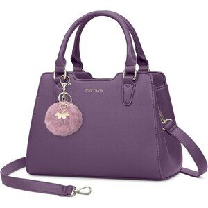 Women Purple PU leather Top-Handle Waterproof Anti Theft Leather Purse Handbag
